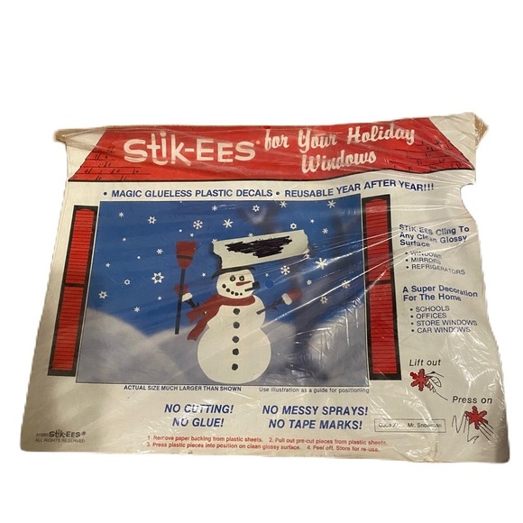 Vintage Christmas Decoration Stik EES Window Cling Sticker Decal Snowman - Picture 1 of 6